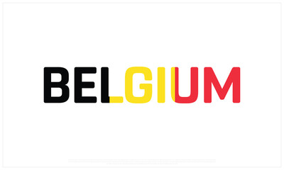 Belgium flag Typography with flag on a white background, Vector design of Belgium flag typography, Flag of Belgium, National Day Design, Belgium Day design 
