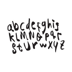 dry brush alphabet font set made by real brush grunge style vector, Isolated vector set