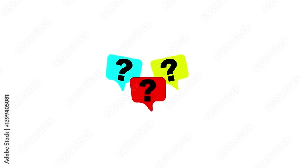 Poster question mark comic chat bubble pop up on alpha channel transparent background.animated video sketch