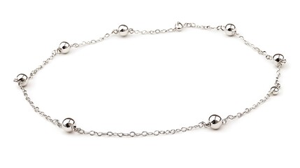 Silver chain necklace with a variety of small round beads