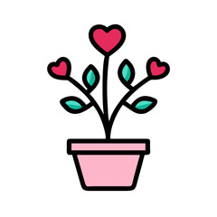 Potted Plant with Small Heart Leaves Icon Design