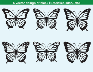 Set of vector butterfly illustrations in various flying positions and decorative styles