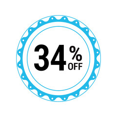 Sale off discount 34% promotion set made of numbers Vector Illustration