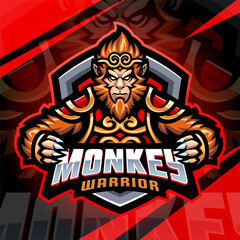 Obraz premium Monkey warrior esport mascot logo design