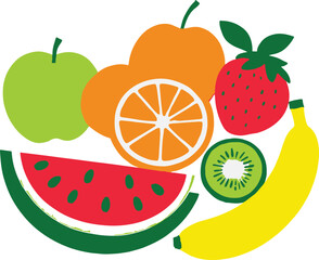 Naklejka premium Icon set of fruits