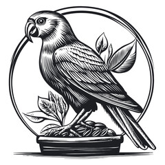 Naklejka premium Detailed Illustration of a Parrot Sitting on a Decorative Base