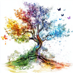 autumn tree with colorful leaves