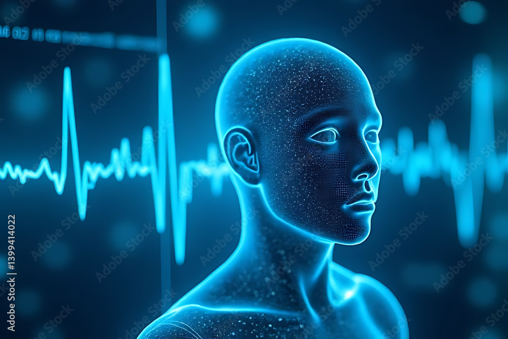 Aufkleber exploring ai technology digital human representation virtual space 3d visualization futuristic view