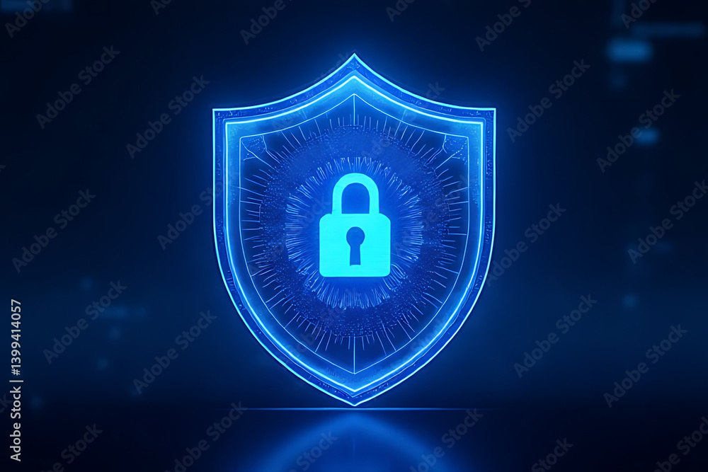 Poster cybersecurity event protecting data digital space graphic design virtual environment concept