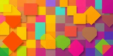 Obraz premium Vibrant, overlapping squares in abstract design, colorful geometric wallpaper, abstract art, illustration