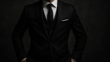 A businessman wearing a formal suit standing confidently