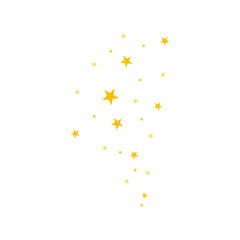 Golden star confetti pattern. Bright firework, decoration twinkle, shiny flash.