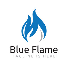 Blue Hot Fire Flame Nature Camping Adventure Logo Template
