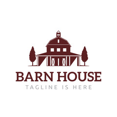 Barn Home House Building with Traditional Livestock Warehouse Style Logo Template