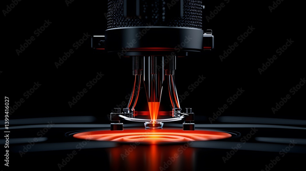 Aufkleber high-tech machine with glowing red component