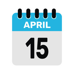 april 15 calendar date icon Vector design Illustration Background.