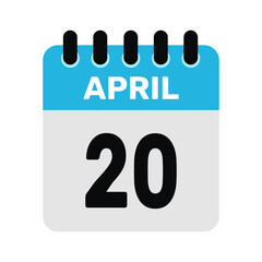 april 20 calendar date icon Vector design Illustration Background.
