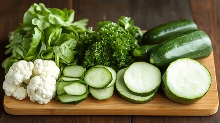 Fresh Green Veggies on Board