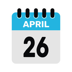 april 26 calendar date icon Vector design Illustration Background.