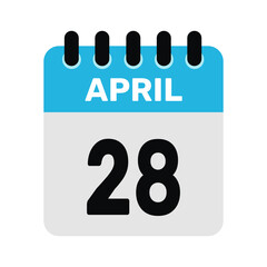 april 28 calendar date icon Vector design Illustration Background.