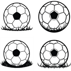 Obraz premium Soccer ball set with various styles and designs for sports and game illustrations