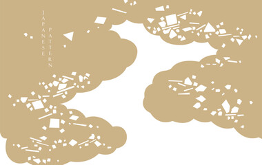  Japanese cloud pattern in vintage style. Abstract art landscape banner design 