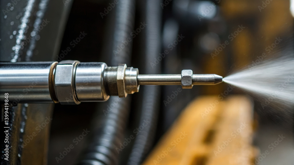 Aufkleber technician performs maintenance on hydraulic system using precision nozzle to ensure optimal perform
