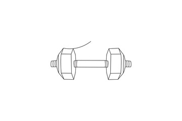 Minimalist dumbbell line drawing for fitness and workout design