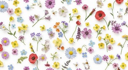 Fototapeta premium Floral Tapestry Ephemeral Bloom Wildflower Whisper Spring's Mosaic Petal Dance AI Generated