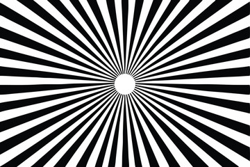 Black and White Optical Illusion Art, Dynamic Black and White Illusion Vector. Hypnotic Radial Starburst Pattern, Geometric Black and White Abstract Design. Eye-Catching Optical Effect Artwork. 