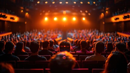 Theater audience captivated by stage performance