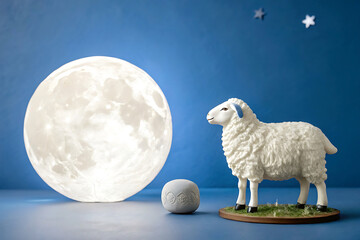 Sheep in front of mosque Eid ul adha islamic Eid ul Adha Mubarak background