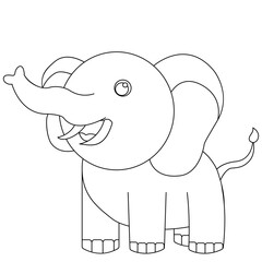 Playful Line Art Illustration of a Cheerful Baby Elephant