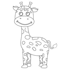 Adorable Cartoon Giraffe Line Art: Simple, Happy Design