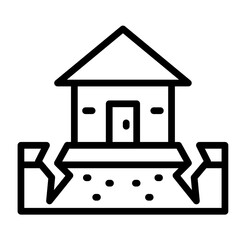 Earthquake Damage Vector Line Icon Design