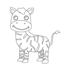Adorable Cartoon Zebra Line Art:  Simple, Childlike Design