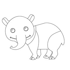 Adorable Cartoon Tapir Line Art:  Childlike Illustration
