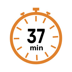 37 minute Timer, clock, icon vector stopwatch isolated icons. Countdown timer symbol.