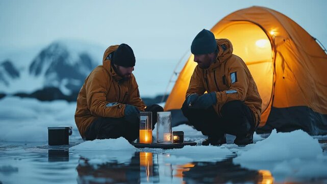 Adventurers Enjoy Cooking Under the Majestic Arctic Sky A Memorable Winter Camping Experience Awaits Beyond