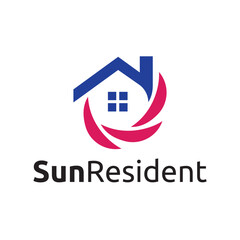 Sun Home House Residence Real Estate Building Business Abstract Logo Template