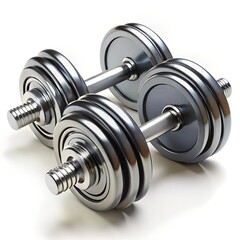 Naklejka premium Pair of gym dumbbells isolated on white background