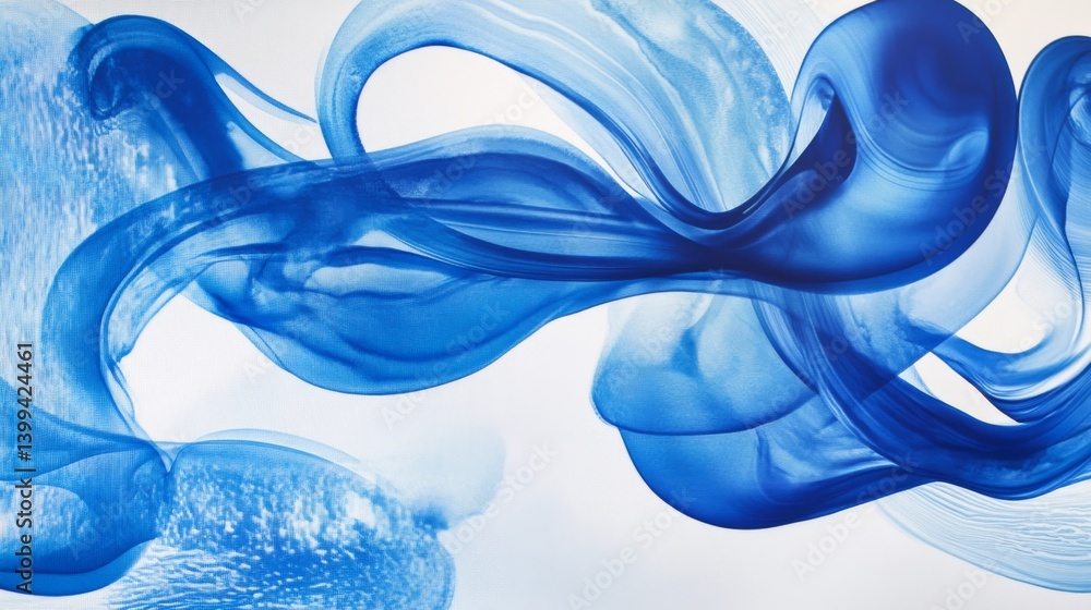 Leinwandbilder blue ink dropping into clear water, creating swirling patterns and abstract shapes
