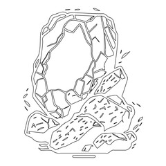 Cracked Rock Formation Outline Vector Graphic