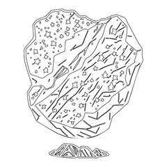 Asteroid with celestial decoration line drawing