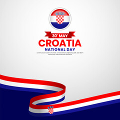 Croatia independence day Square banner background with waving flag vector illustration