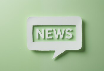 Minimalistic Paper Cutout of a Speech Bubble with 'NEWS' on a Subtle Backdrop