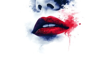 Woman's Lips, Watercolor Style
