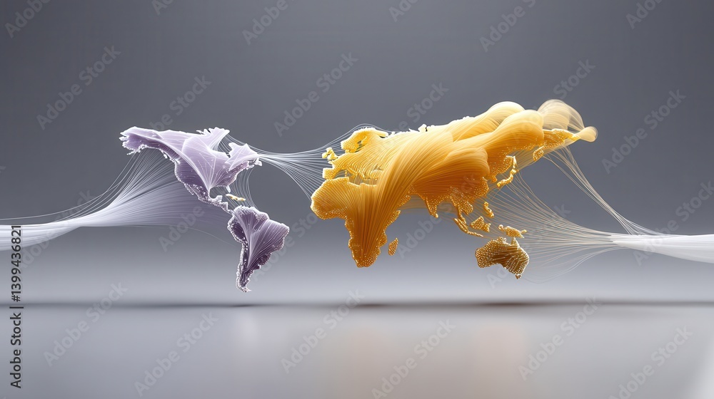 Aufkleber abstract visualization of data flows and interconnected digital networks shaping the outlines of con