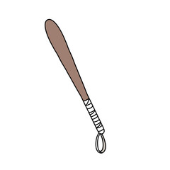 A cartoon bat with a white rope tied to it