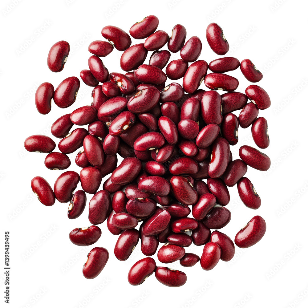 Aufkleber top view of fresh red beans on a clean transparent background highlighting their vibrant color and s